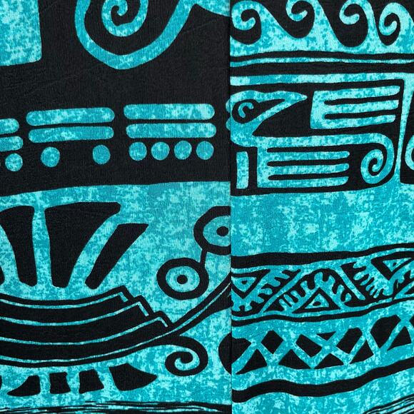 Jostar Aqua Black Aztec Tribal Pullover Short Sleeve Midi T-Shirt Dress Small - Picture 11 of 15